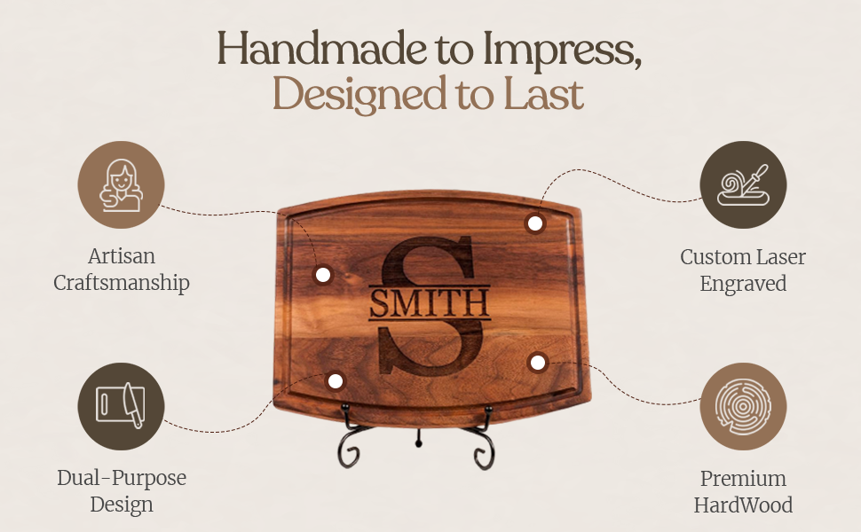 Custom Cutting Board - Personalized Charcuterie Board, Wedding Gift, Engagement Gift, Housewarming Gift, Anniversary Gift for Couple, Retirement Gift