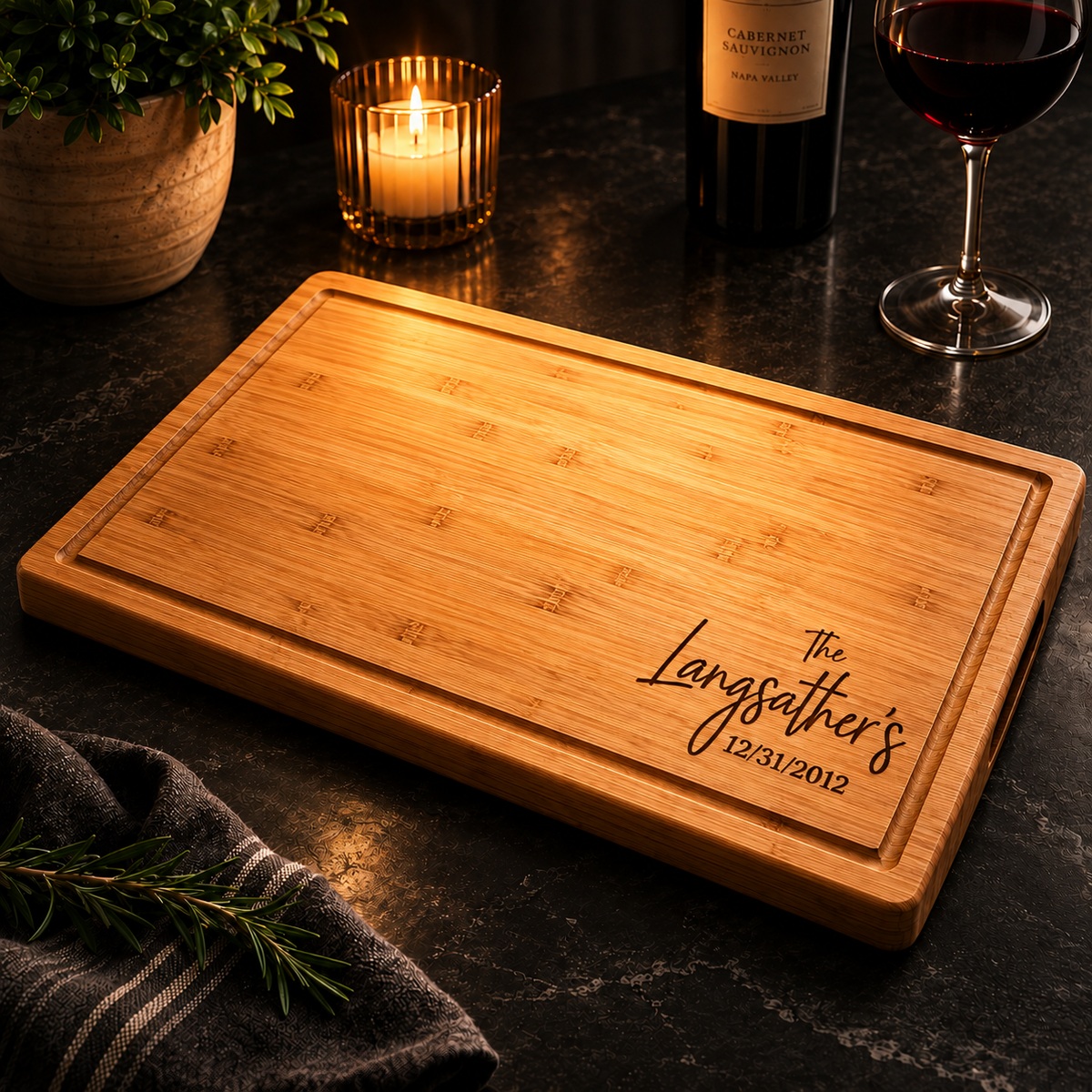Bamboo Personalized Cutting Board - Engraved Cutting Board, Custom Cutting Board, Wedding Gift, Housewarming Gift, Anniversary Gift, Closing Gift P (Copy)