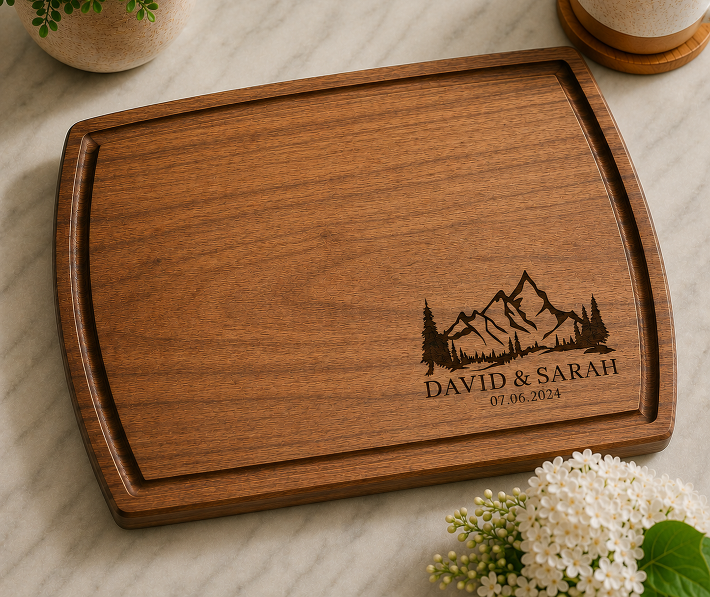 The mountain: Personalized Wood Cutting Board – Unique Anniversary Gift