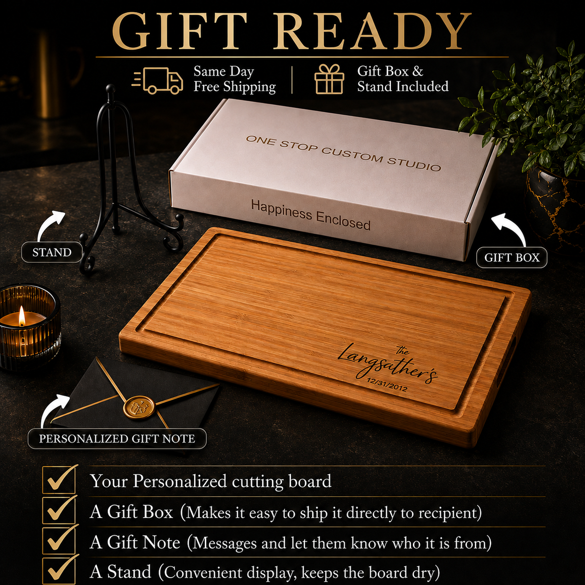 Bamboo Personalized Cutting Board - Engraved Cutting Board, Custom Cutting Board, Wedding Gift, Housewarming Gift, Anniversary Gift, Closing Gift P (Copy)