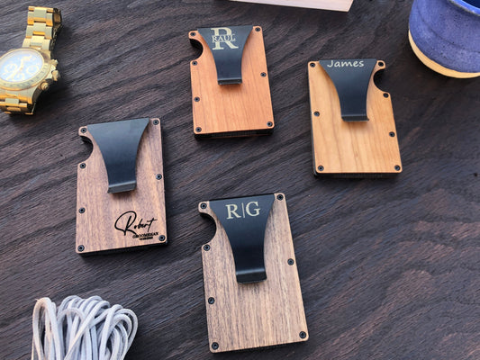 Custom Wooden Wallet, Personalized Card Holder Money Clip, Groomsmen Gifts, Christmas Gifts Proposal, Corporate Fathers Day Gifts for DAD