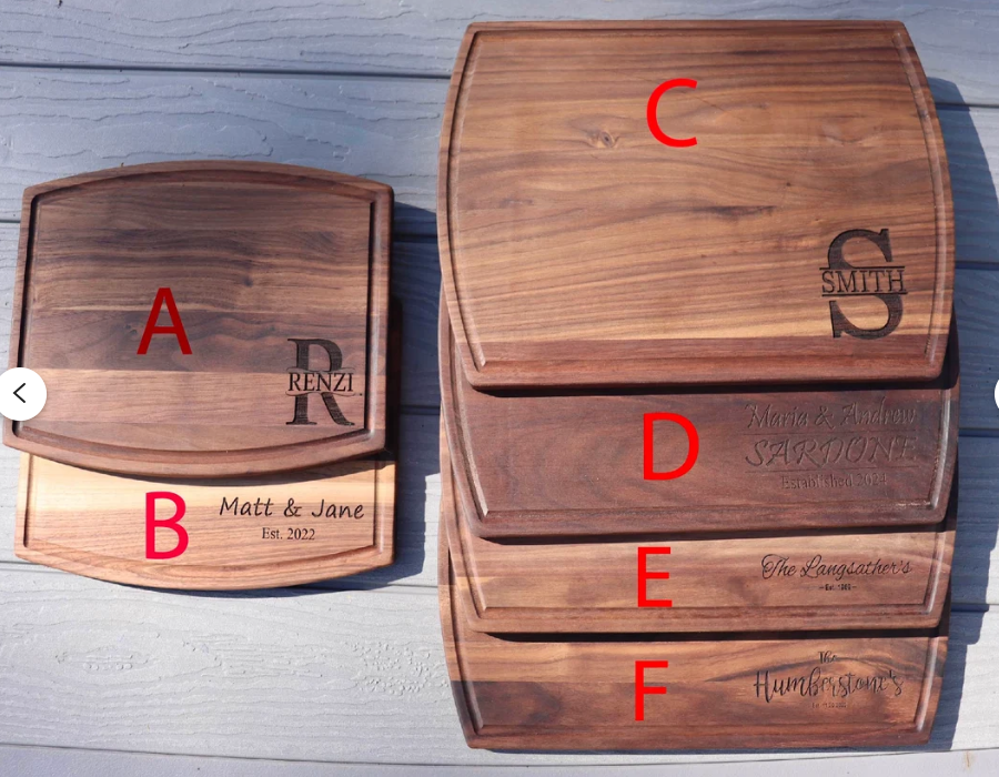 Cutting Board, Wedding gift, Wood Cutting Board, Wedding Present, Personalized Cutting Board, Custom Board, Serving Board, Family Initial