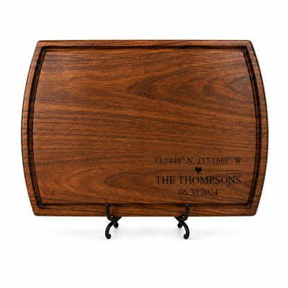 The Coordinates: Personalized Couple Cutting Board – Custom Engraved Gift